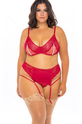 Conjunto de sujetador de encaje y perlas